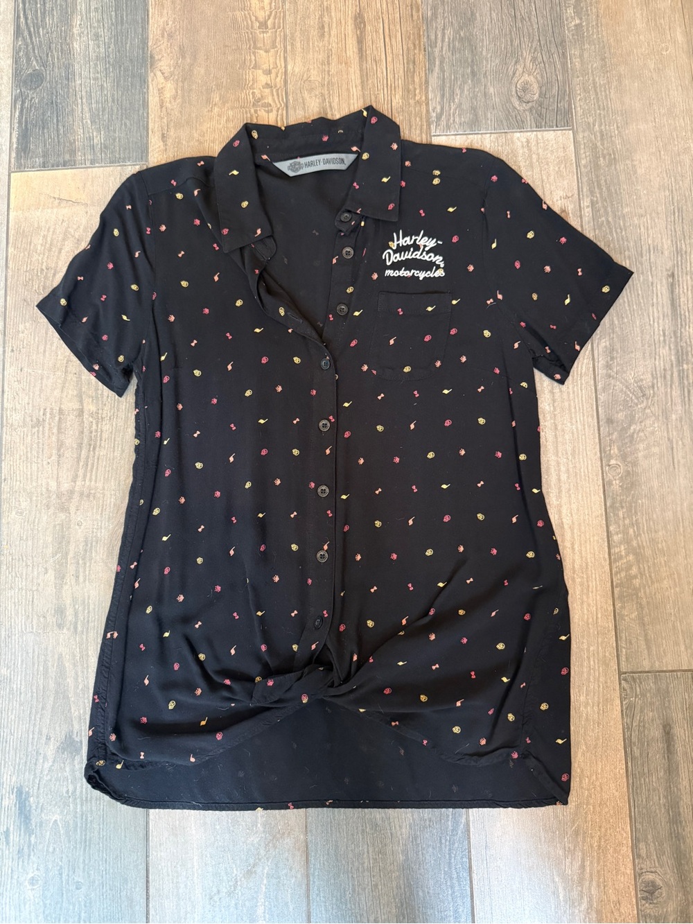 Harley-Davidson Black Short-Sleeve Button Down